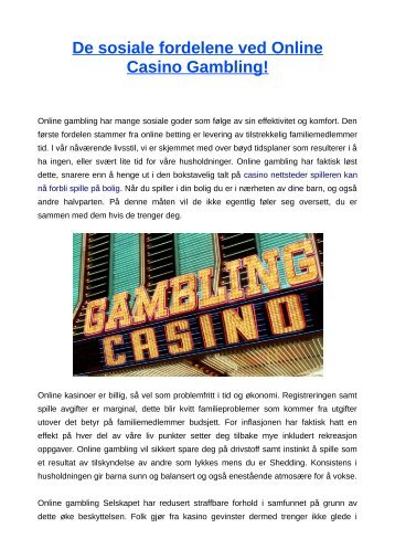 De sosiale fordelene ved Online Casino Gambling!