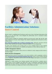Facilities Administration Solutions: Insect Control
