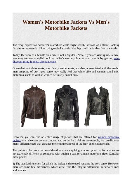 types of women's jackets