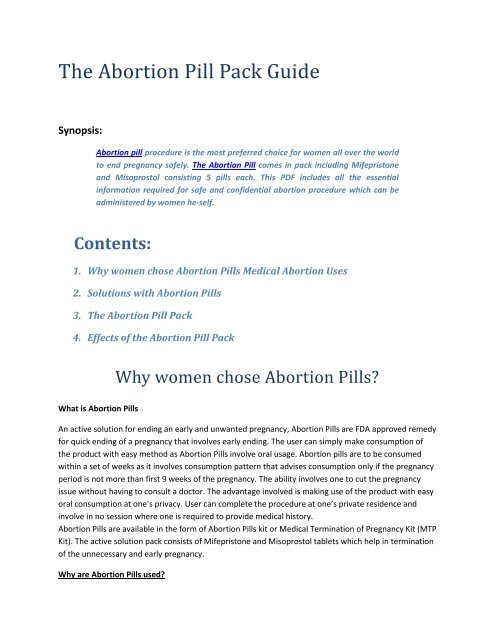 The Abortion Pill Pack Guide
