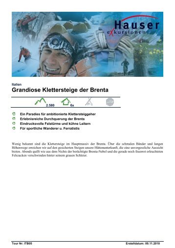 Grandiose Klettersteige der Brenta - Hauser exkursionen