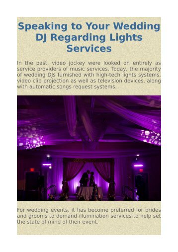 Speaking to Your Wedding DJ Regarding Lights Services