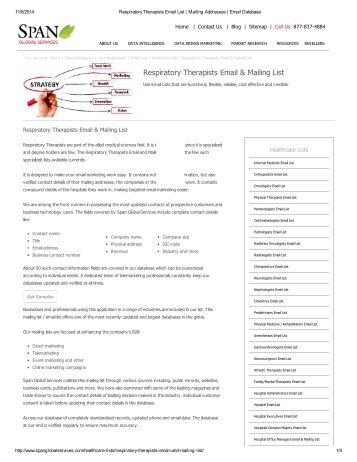 Get Customized Respiratory Therapists  Mailing List from Span Global Services