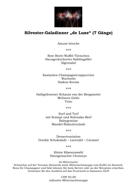 Silvester-Galadinner „de Luxe“ (7 Gänge)