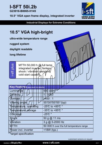 I-SFT 50i.2b G23916-B0065-H145 10.5“ VGA open frame display ...