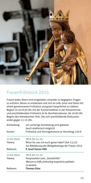 St. Bonifatiuskloster Hünfeld - Jahresprogramm 2015