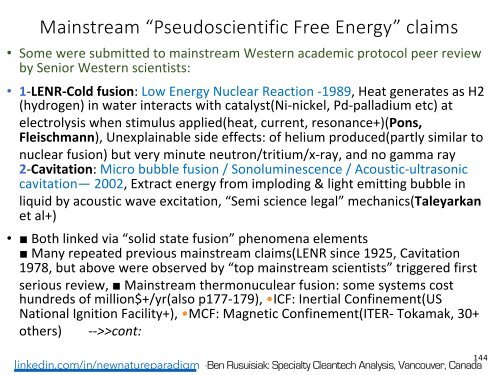 Tổng hợp hạt nhân lạnh, Tesla, Năng lượng tự do = Giả khoa học ?   /  Cold fusion, Tesla, Free energy = Pseudo science?