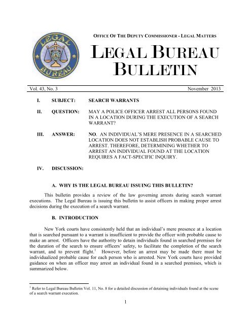 LEGAL BUREAU BULLETIN