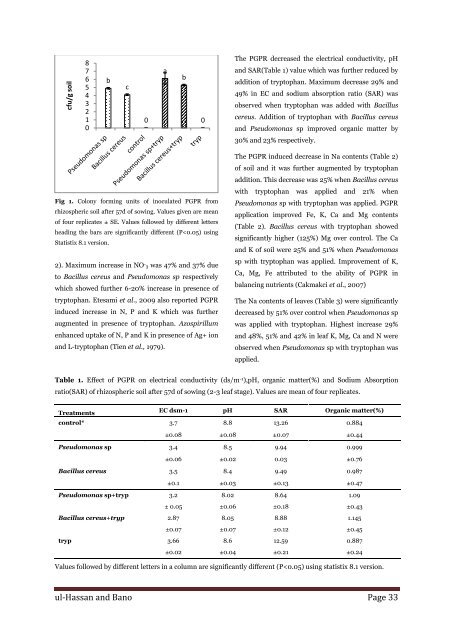 Role of plant growth promoting rhizobacteria and L-tryptophan on improvement of growth, nutrient availability and yield of wheat (Triticum aestivum) under salt stress