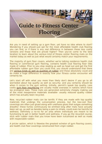 Guide to Fitness Center Flooring