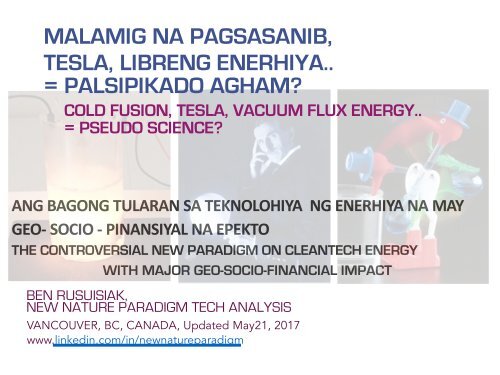 Malamig na pagsasanib, Tesla, Libreng enerhiya = Palsipikado agham ? / Cold Fusion, Tesla, Free energy = Pseudo science?