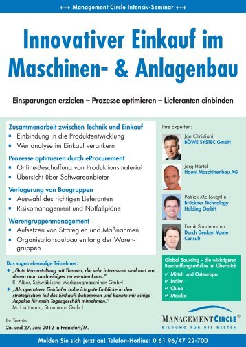 Seminar: Innovativer Einkauf im Maschinen- und Anlagenbau ...