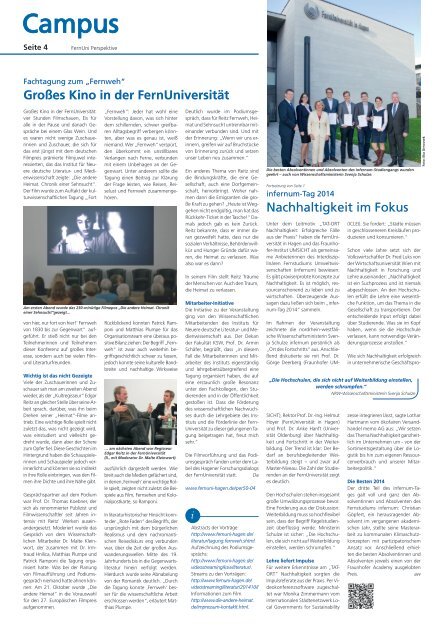 FernUni Hochschulzeitung "Perspektive", Ausgabe 50, Winter 2014