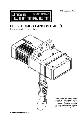 ELEKTROMOS LÃNCOS EMELÅ - liftket.de