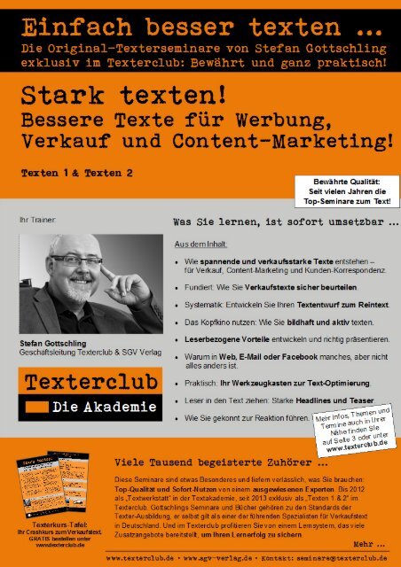 Texterclub Seminarprogramm 2015