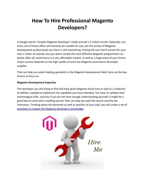 How To Hire Professional Magento Developers?