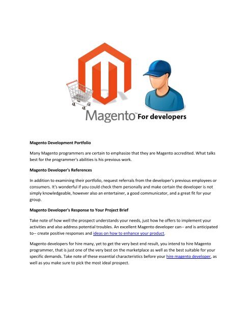 Key Points To Remember While Hiring Magento Developers