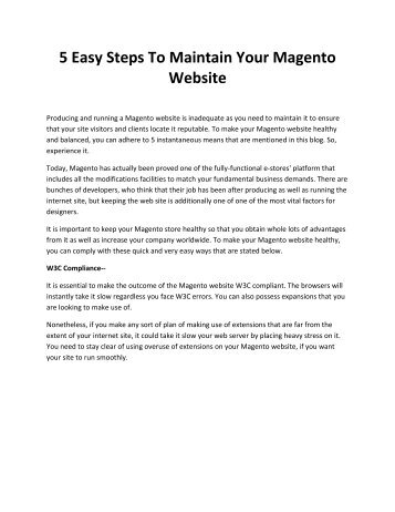 5 Easy Steps To Maintain Your Magento Website