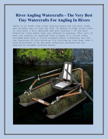 River Angling Watercrafts - The Very Best Tiny Watercrafts For Angling In Rivers