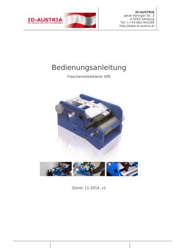 Flaschenetikettierer für Produktetiketten - Bedienungsanleitung