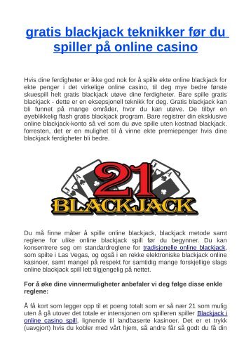 gratis blackjack teknikker før du spiller på online casino