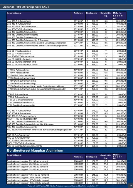 ASC Deutschland Produkt / Preiskatalog