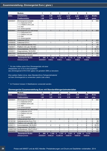 ASC Deutschland Produkt / Preiskatalog