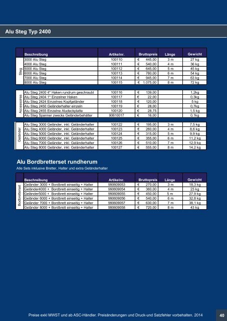 ASC Deutschland Produkt / Preiskatalog