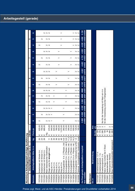 ASC Deutschland Produkt / Preiskatalog