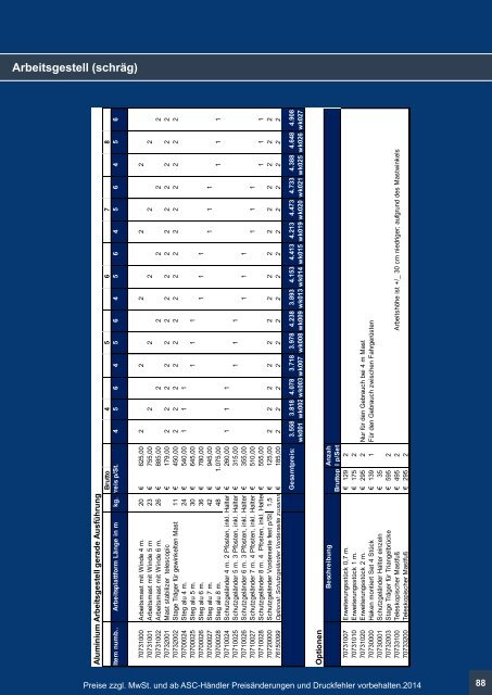 ASC Deutschland Produkt / Preiskatalog