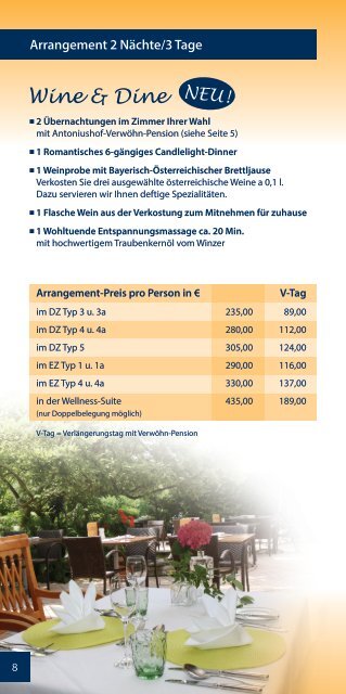 Preise und Arrangements 2015