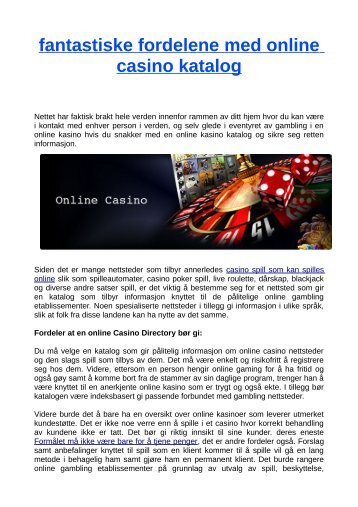 fantastiske fordelene med online casino katalog