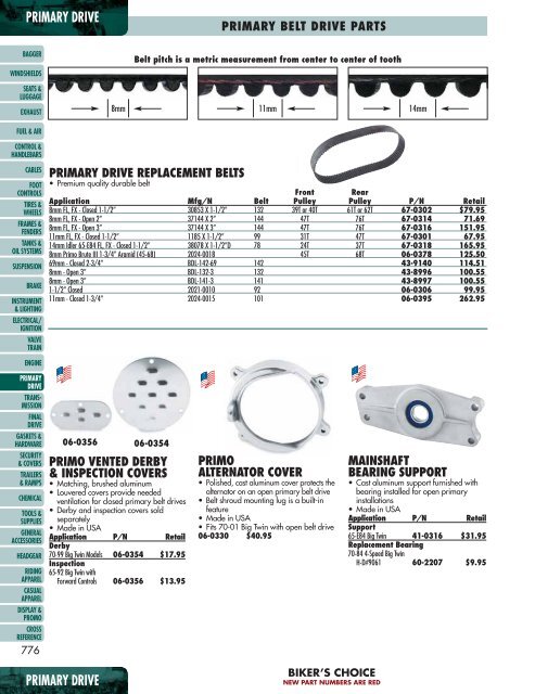 BDL 3/" 141 Tooth 8mm Primary Belt For Open//Closed Belt Drives Harley-Davidson