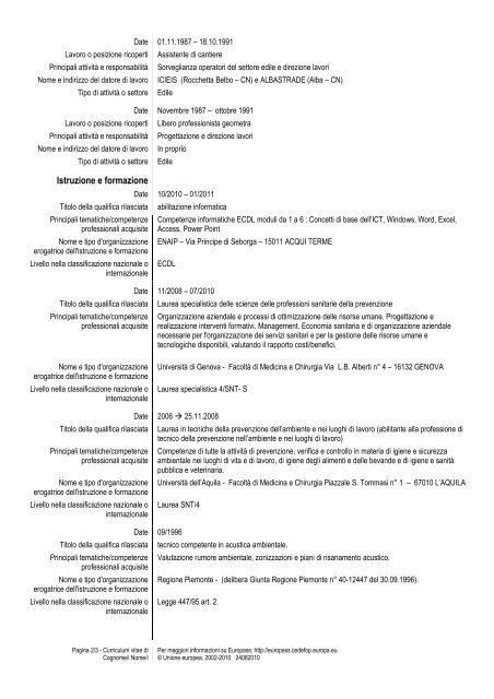 Curriculum Vitae Europass - ASL AL