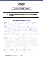 CEOC POSITION PAPER The Internal Market for Goods