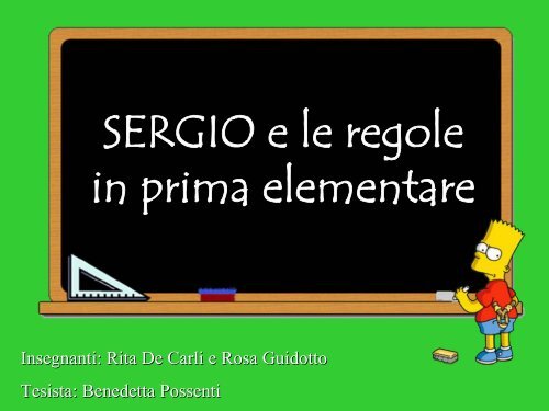 SERGIO e le regole in prima elementare - USP di Piacenza