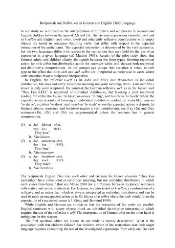 Reciprocals and Reflexives in German and English ... - LanguageLink