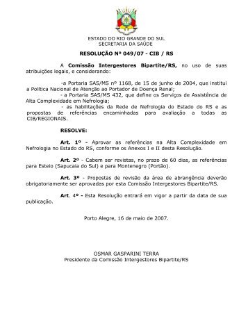 49 - Secretaria Estadual da Saúde do Rio Grande do Sul