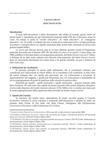 Lasciarsi educare dalla Parola di Dio.pdf - DIOCESI di NOTO