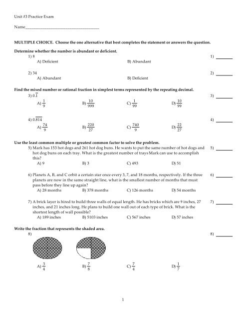 Unit 3 Practice Exam