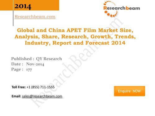 Global and China APET Film Market Size, Analysis, Growth, Trends 2014