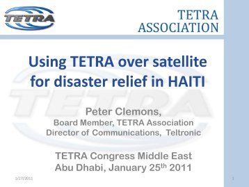 TETRA over VSAT in Haiti Peter Clemons