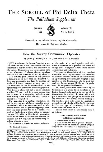 1953–54 Volume 78 No 1–5 - Phi Delta Theta Scroll Archive