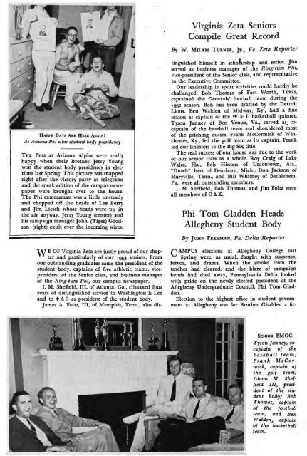 1953–54 Volume 78 No 1–5 - Phi Delta Theta Scroll Archive