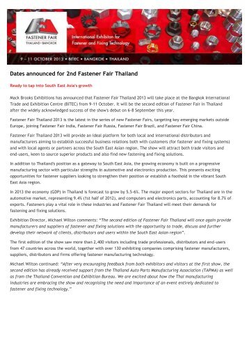 Read more - Fastener Fair Thailand