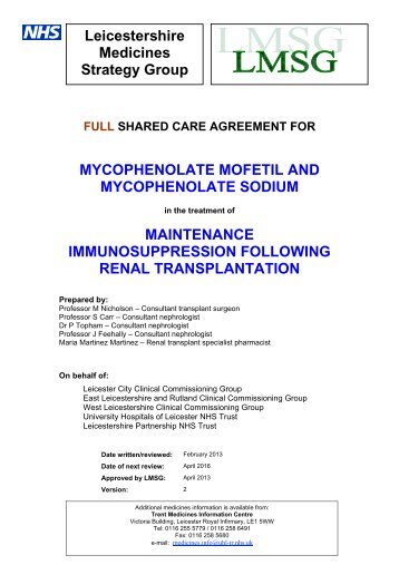 full shared care agreement for mycophenolate mofetil and ...