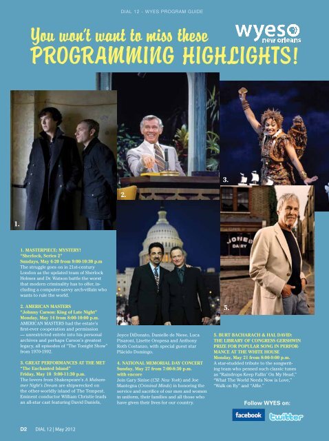 WYES ProgrAm guidE ~ mAY 2012