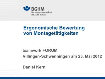 Ergonomische Bewertung von MontagetÃ¤tigkeiten - Teamwork ...