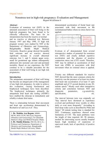 Nonstress test in high-risk pregnancy: Evaluation and ... - Orion Group