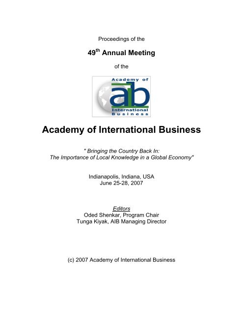 Conference Proceedings - Academy of International Business